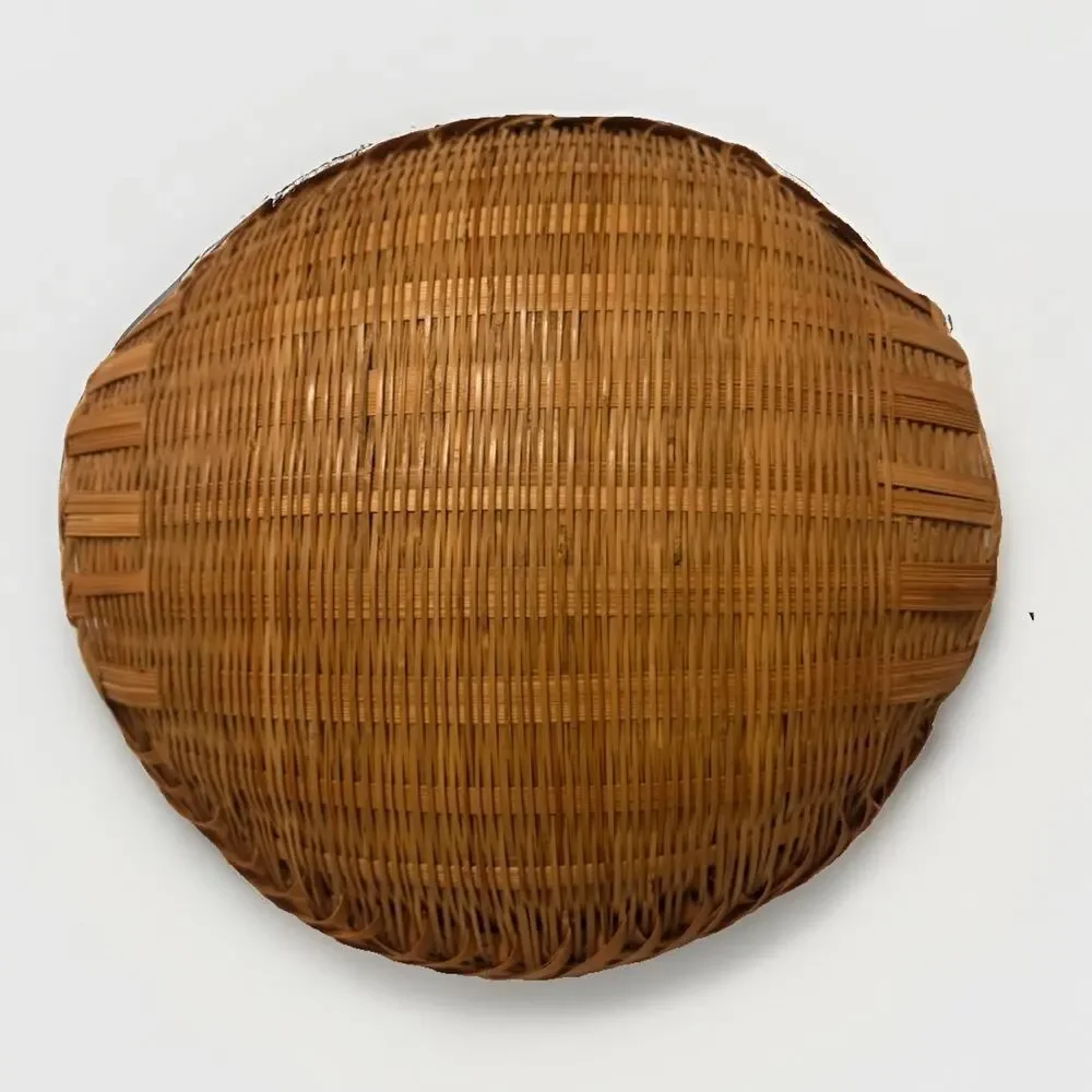 Vintage Hand Woven Sieve Woven Split Bamboo Winnowing Round Basket Tray 9” 3783